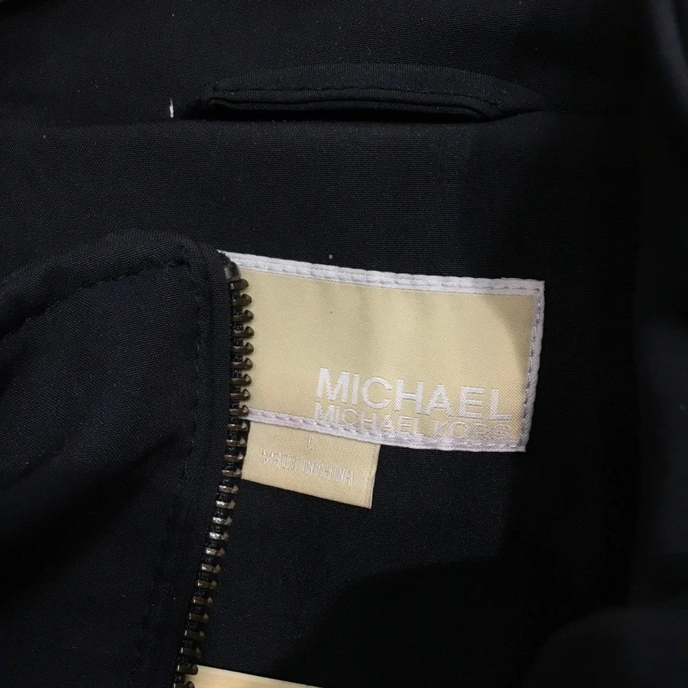 Michael Kors Navy Blue Women's Long Line Zip Technical Hooded Jacket Size Large - Picture 7 of 11